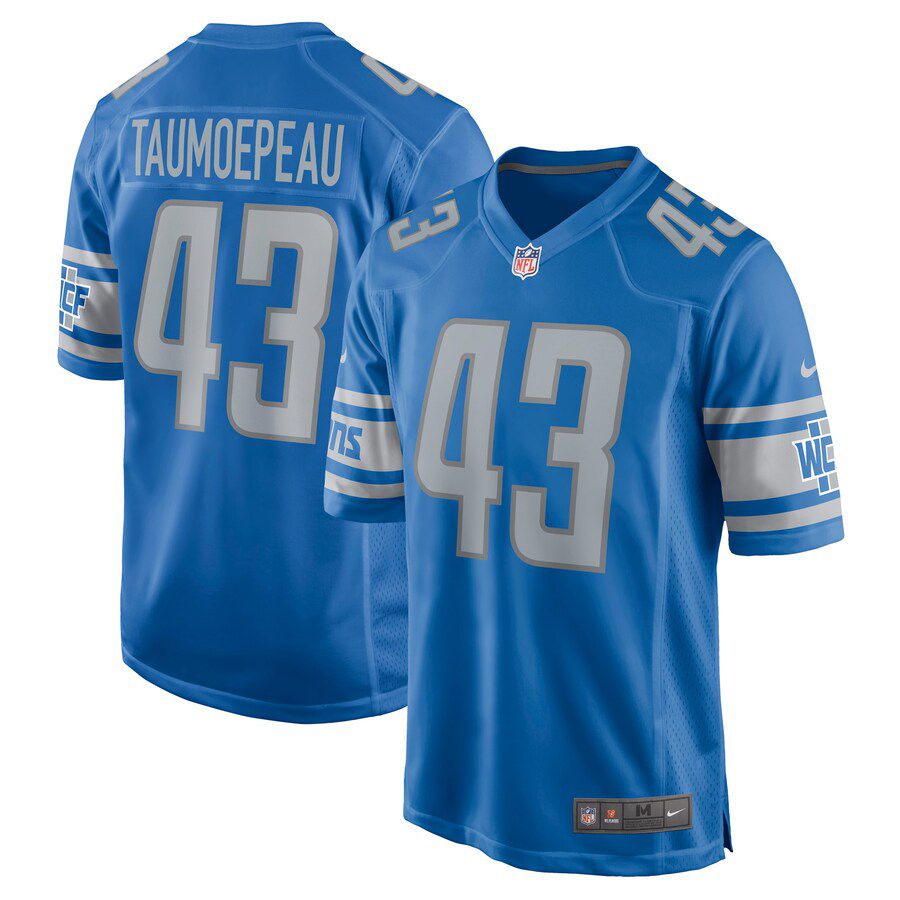 Men Detroit Lions #43 Charlie Taumoepeau Nike Blue Game NFL Jersey